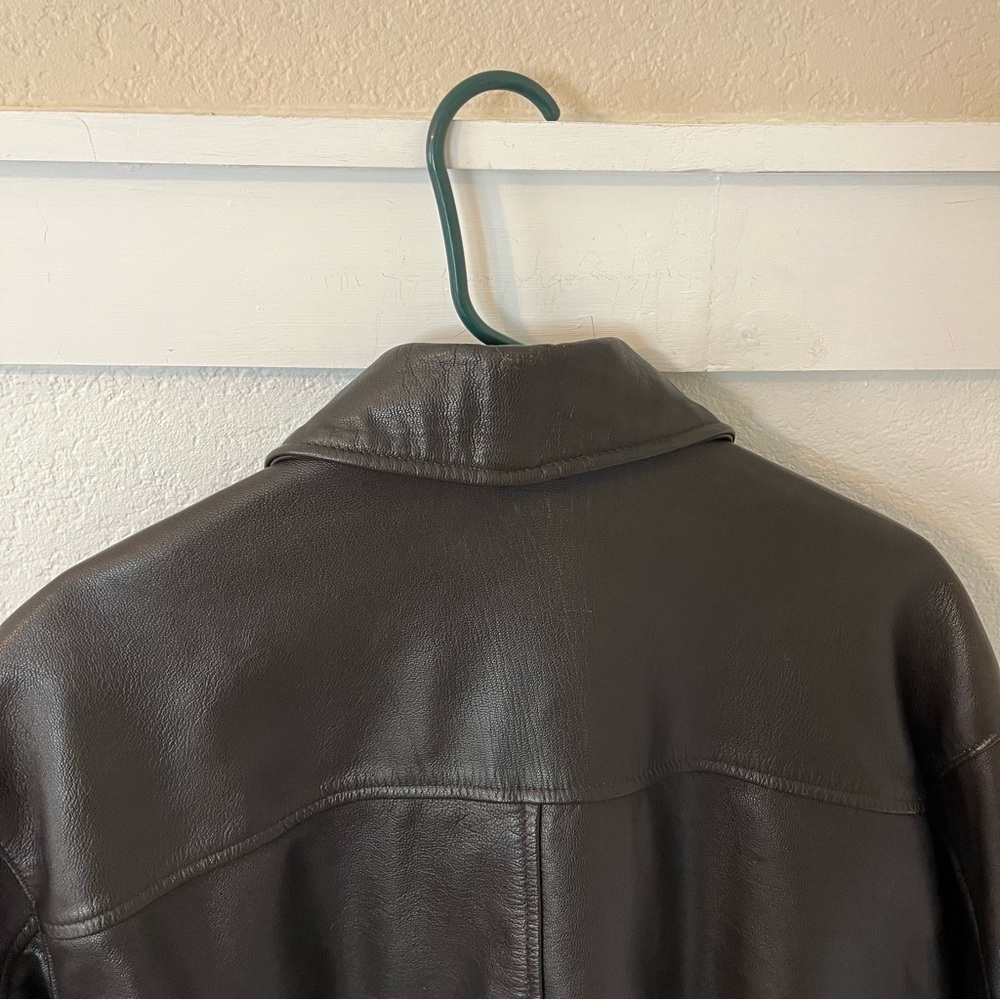 Vintage LL Bean Men's XL Goatskin Leather Bomber Coat - Picture 6 of 11